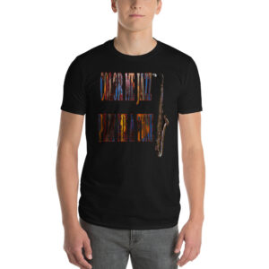 Black Short-Sleeve T-Shirt Jazzy Saying Jazzy Art Saxophone Motif